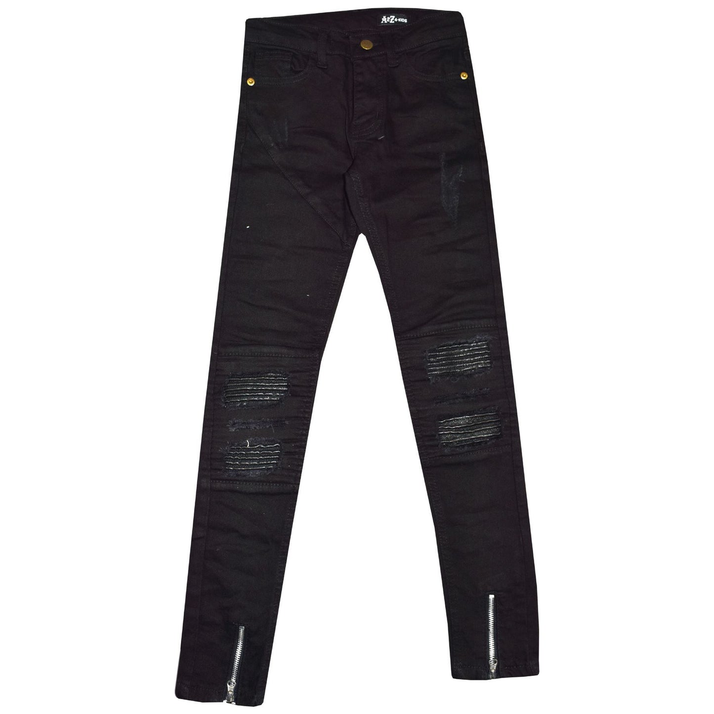 Kids Girls Stretchy Jeans Designer Ripped Drape Panel Denim Pant Trouser 5-13 Yr
