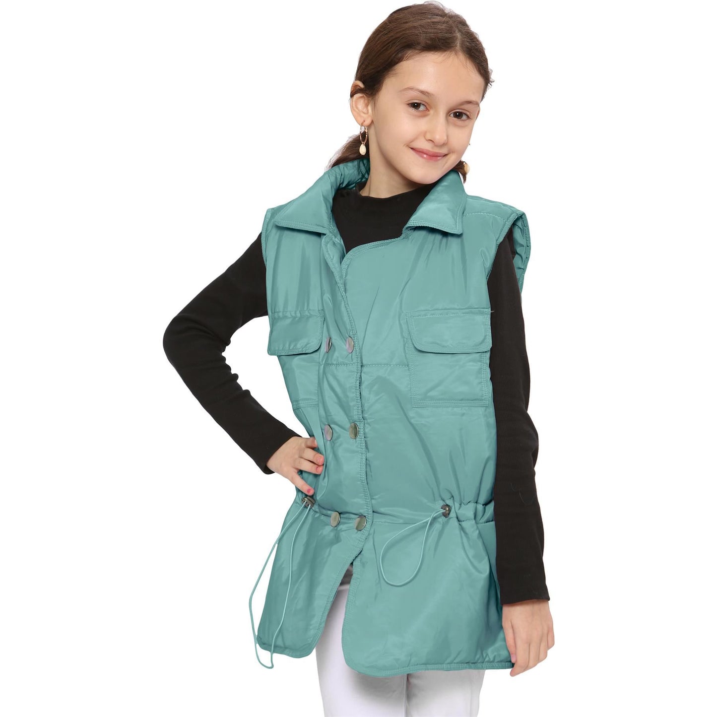 Kids Girls Sleeveless Coat Gilet Fashion Oversized Gilet Style Jacket Coat