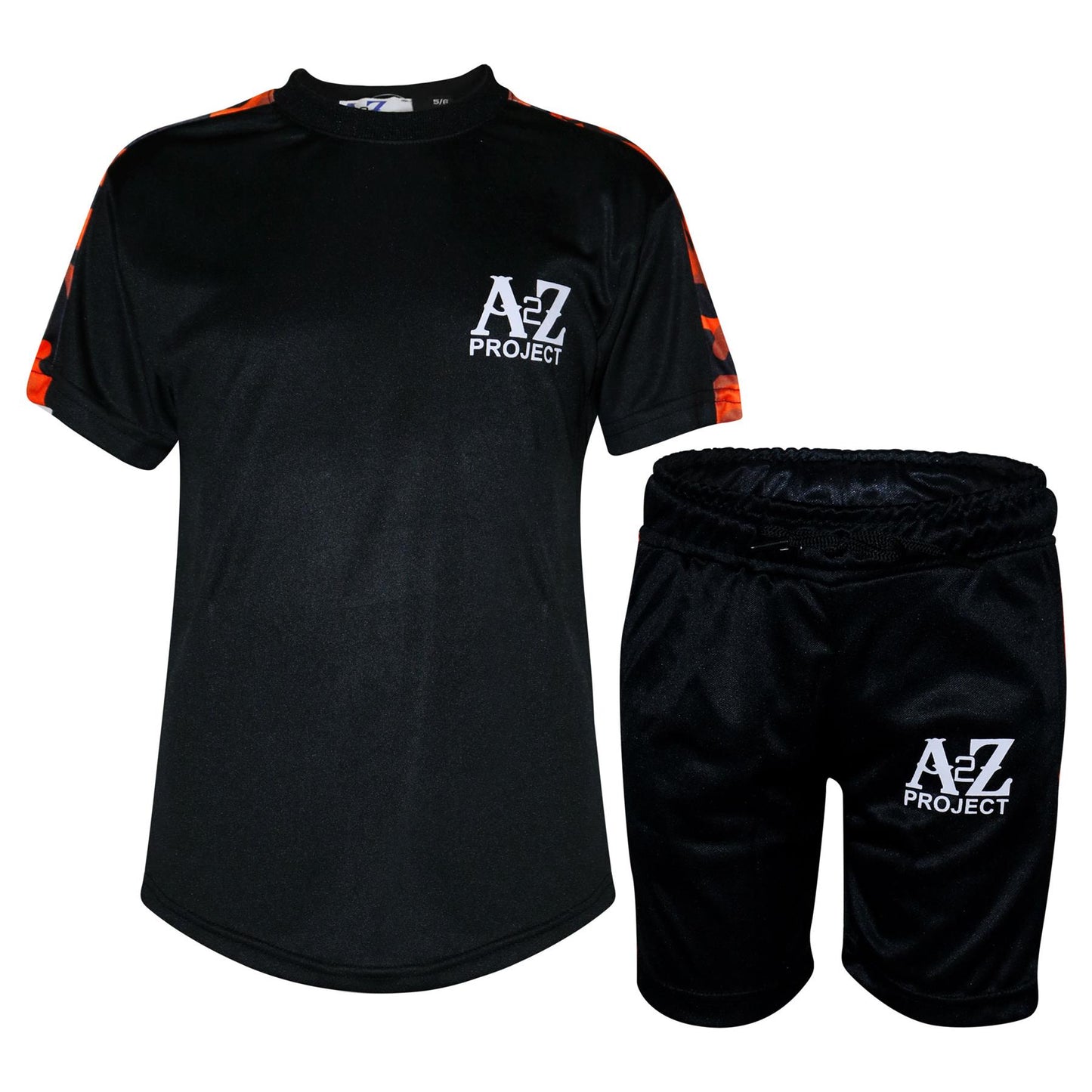 Kids A2Z Project Camo Print Panel Top & Shorts Set Sports Girls Boys Age 5-13