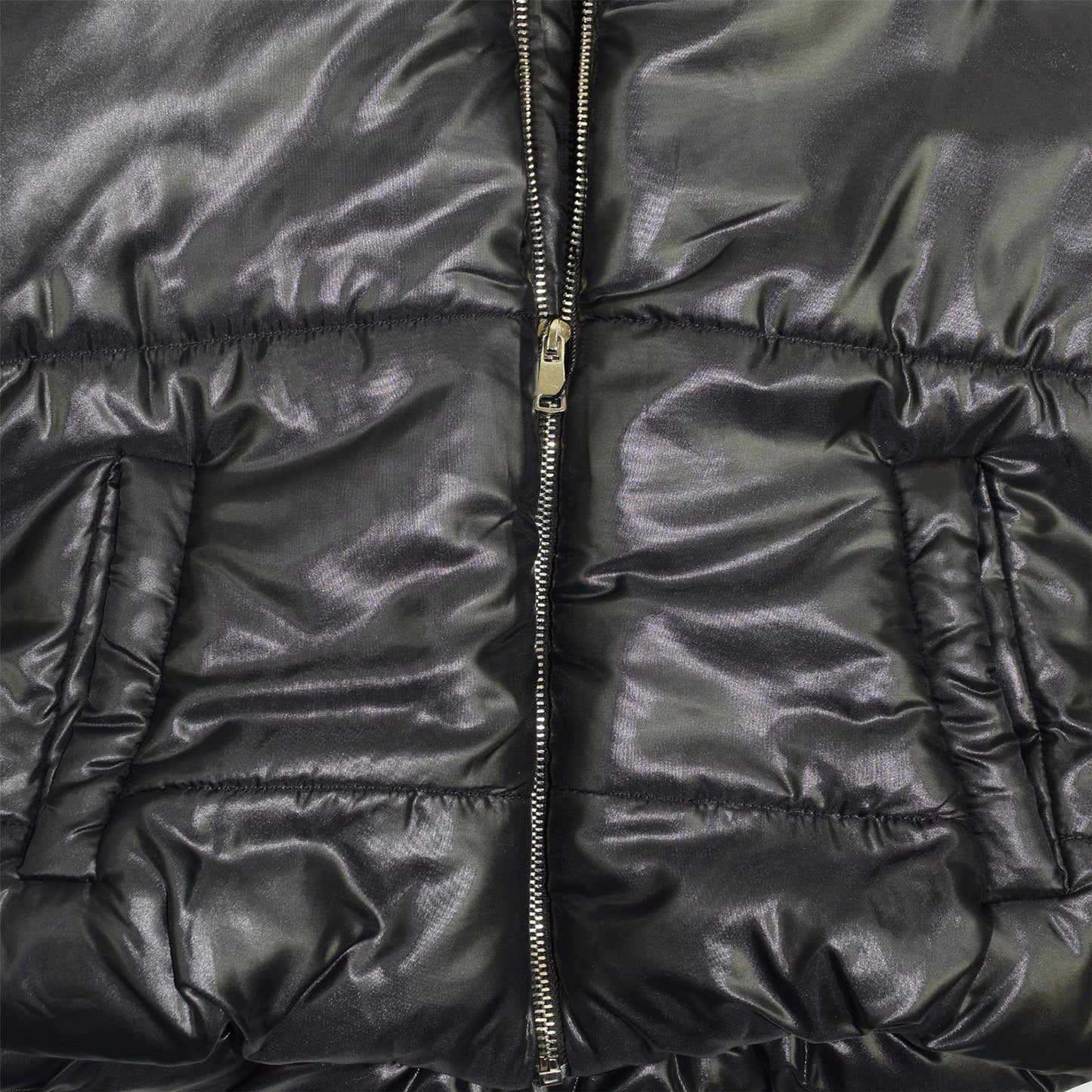 Girls Jacket Kids Wetlook Cropped Padded Quilted Puffer Bubble Jackets Coat 5-13