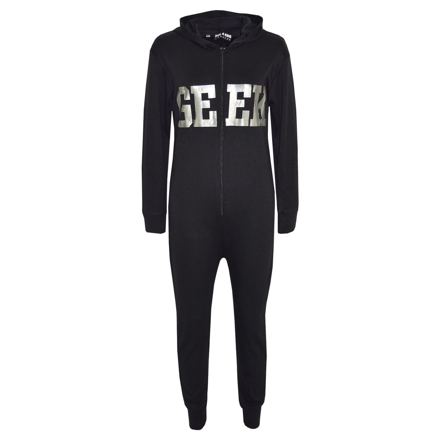 A2Z 4 Kids Girls Boys GEEK Hooded Onesie Children Hooded Ribbed Cuffs Pyjamas