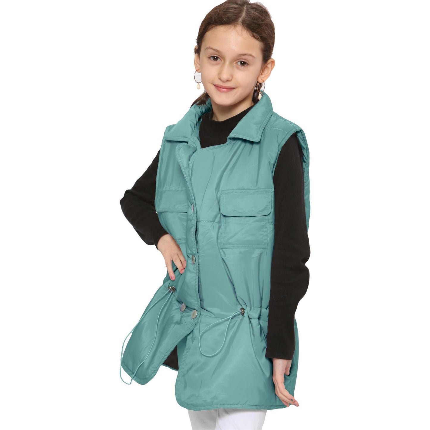Kids Girls Sleeveless Coat Gilet Fashion Oversized Gilet Style Jacket Coat