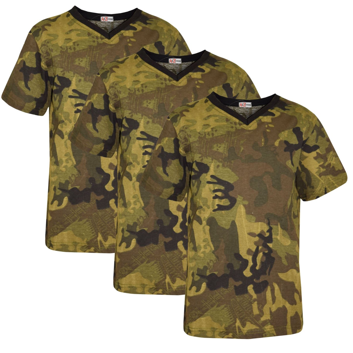Girls Boys Basic 3 Pack Cotton T-Shirt Short Sleeve V Style Crew Neck Kids Top