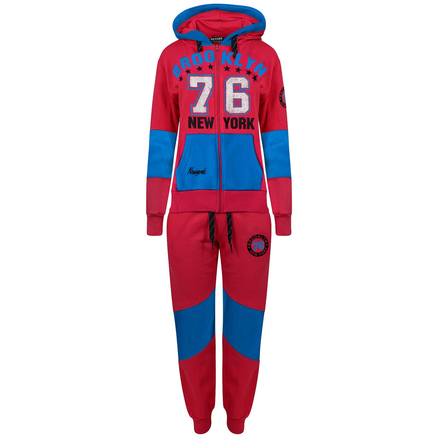 Kids Girls Tracksuit Brooklyn 76 New York Print Hoodie & Bottom Jog Suit 7-13 Year
