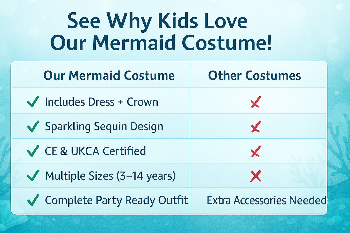 A2Z 4 Kids Girls Mermaid Halloween Costume Dress with Crown Kid Sparkly Sequin