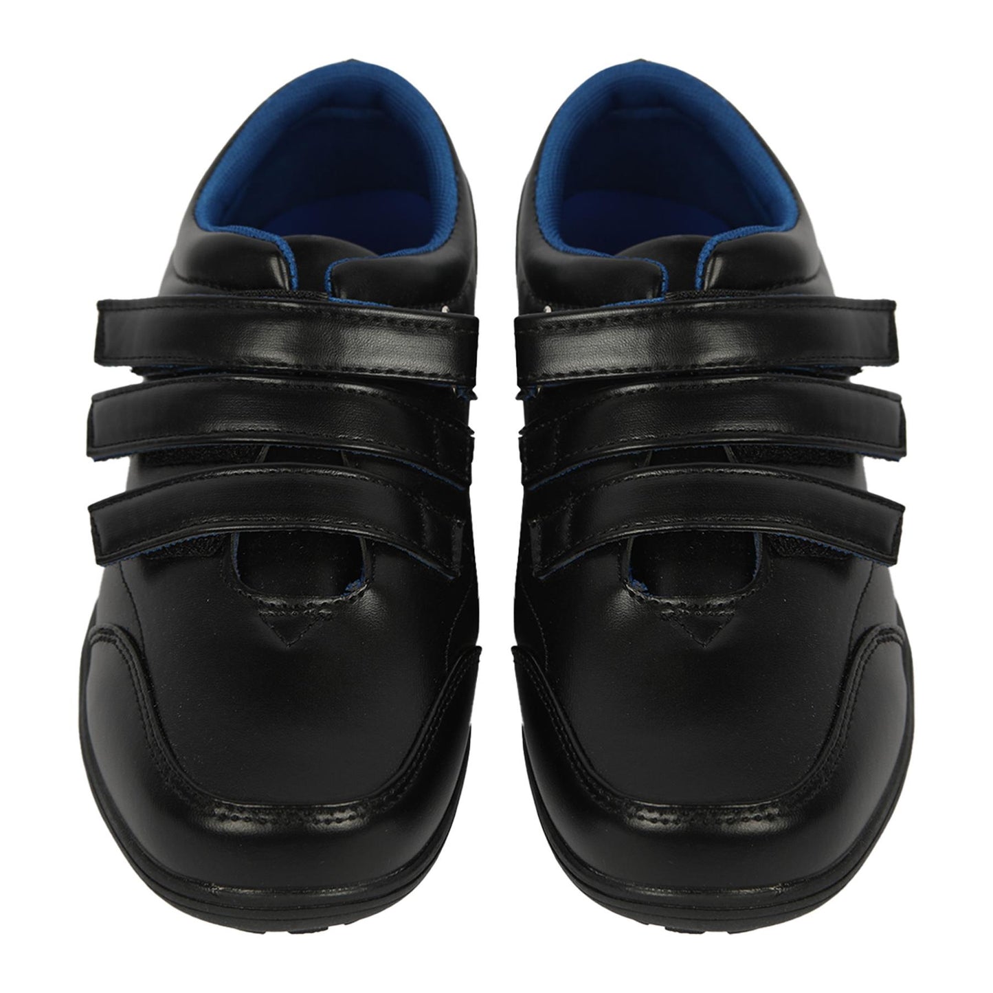 Kids Boys Teens School Shoes Black PU Leather Velcro Strap Trainers Size 10 to 7
