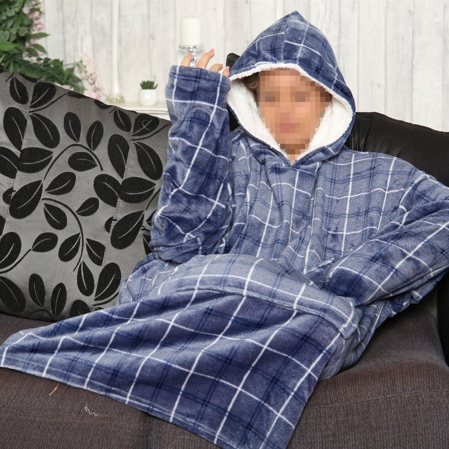 Unisex Men's Ladies Oversized Hoodie Printed Snuggle Super Soft Warm Blanket