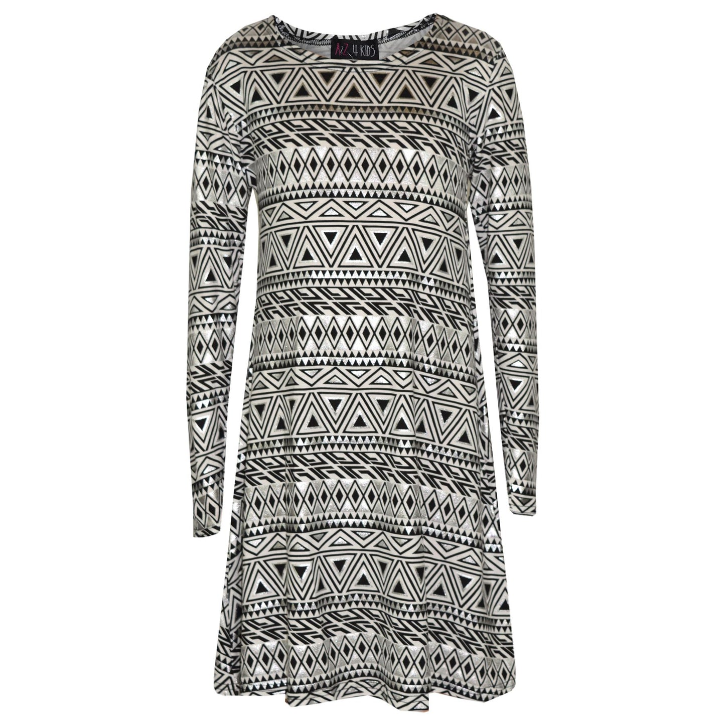 Girls Skater Dress Kids Aztec Print Summer Party Swing Midi Dresses 7-13 Years