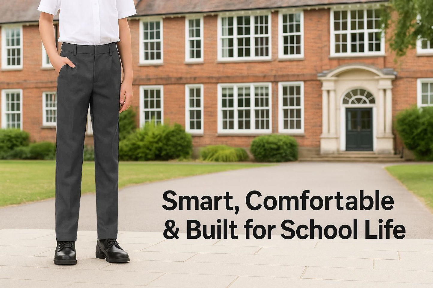 Kids Boys Teens 2 Pack School Uniform Pant Teflon Coated Reinforced Knee Pants