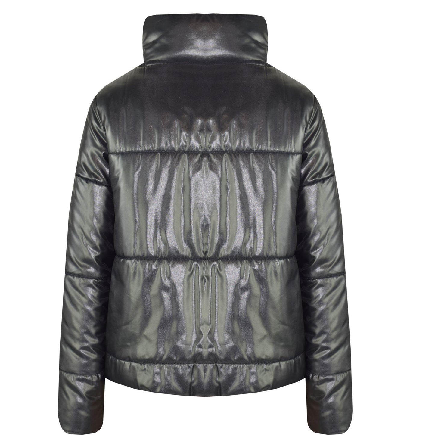 Girls Jacket Kids Wetlook Cropped Padded Quilted Puffer Bubble Jackets Coat 5-13