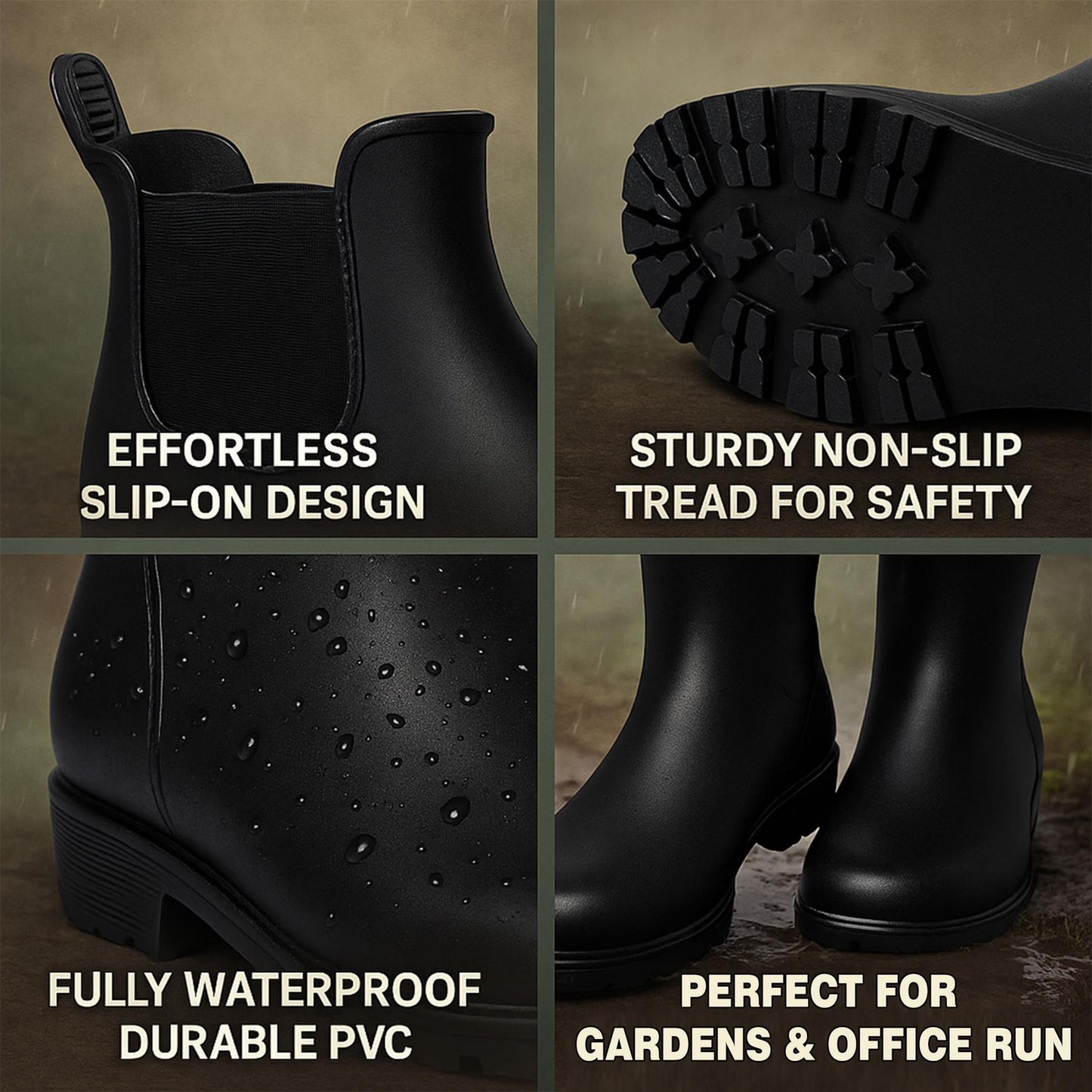 A2Z Ladies Girls Teens Wellington Ankle Boots Waterproof PVC Chelsea Rain Shoes