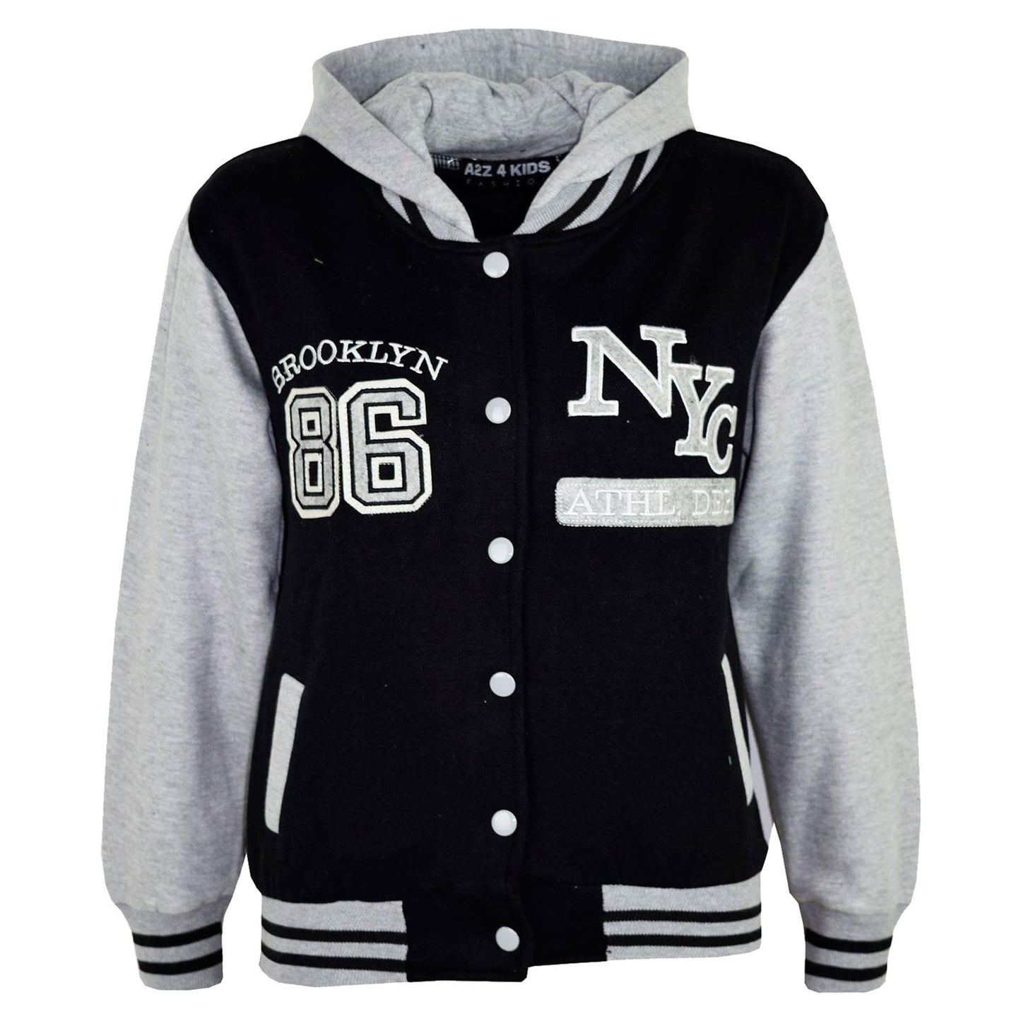 A2Z 4 Kids Girls Boys Baseball NY ATHLETIC Hooded Trending Jacket Age 5-13 Years