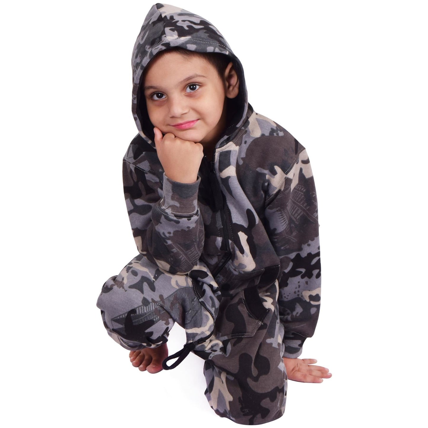 A2Z Onesie One Piece Kids Camo Charcoal Pyjamas Sleepsuit Costume Girls & Boys