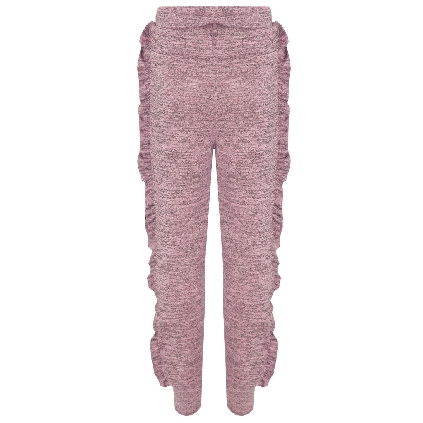 Kids Jogging Suit Girls Plain Frill Sleeve Lounge Suit Tracksuit Top Bottom 2-13
