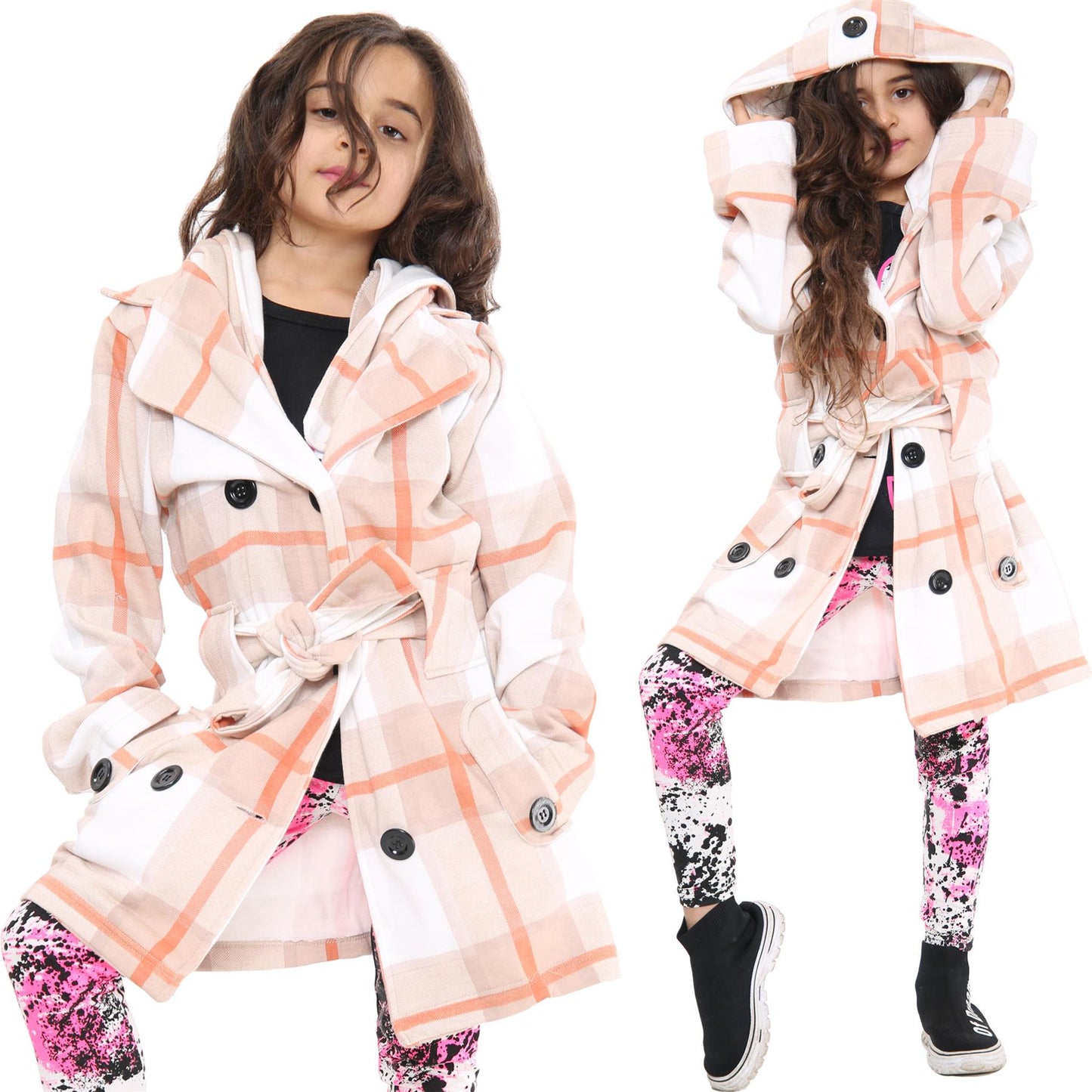 A2Z 4 Kids Parka Jacket Hooded Warm Jacket Oversized Belted Cuffs 5 -13 Years