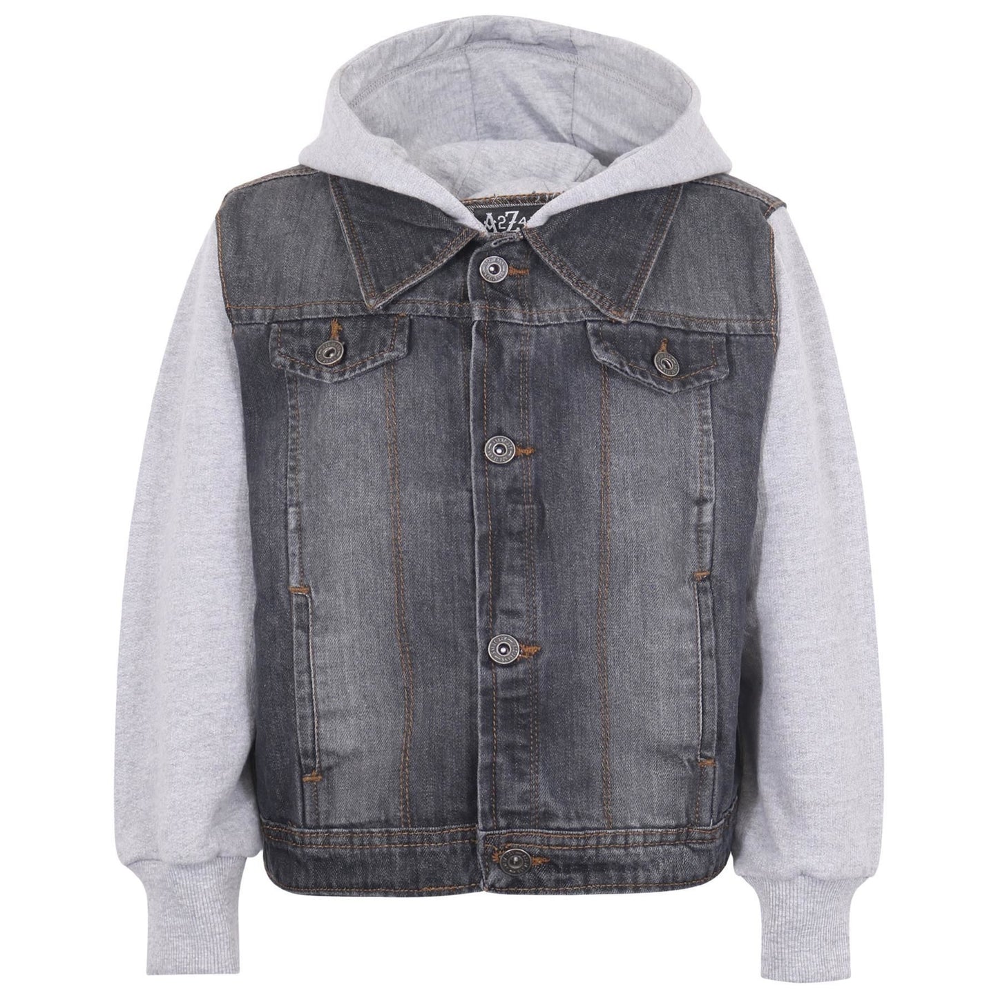 Kids Boys Denim Jacket Fleece Long Sleeves Hooded Stylish Jeans Coat For 2-13 Yr