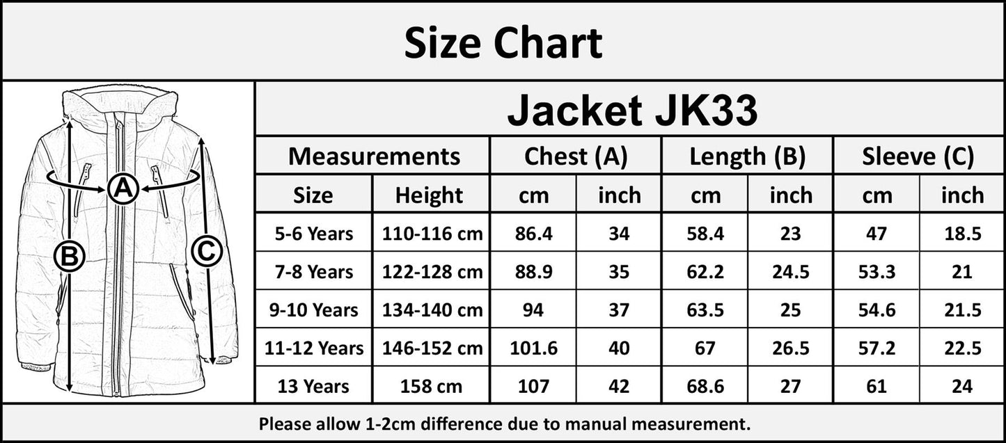 Kids Girls Longline Fashion Padded Casual School Jacket Bubble Coat 5-13 Years