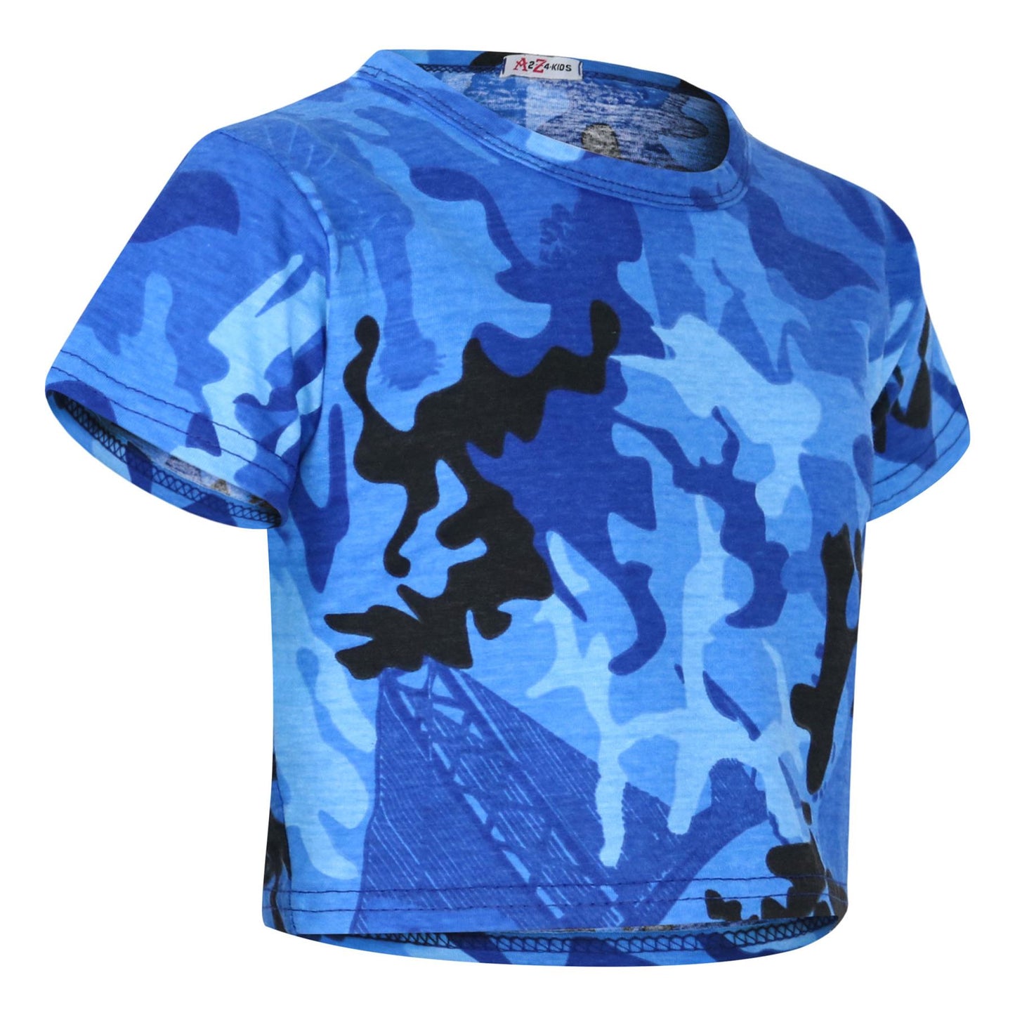 A2Z 4 Kids Camouflage Crop Top & Skater Skirt Set Short Sleeves T Shirt Summer Outfit 2 Piece Activewear For Girls Age 5-13 years