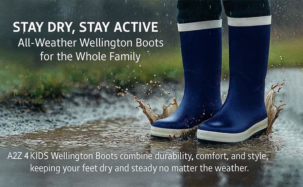 Kids Boys Wellington Wellies Non-Slip Waterproof Lightweight Kids Rain Boots