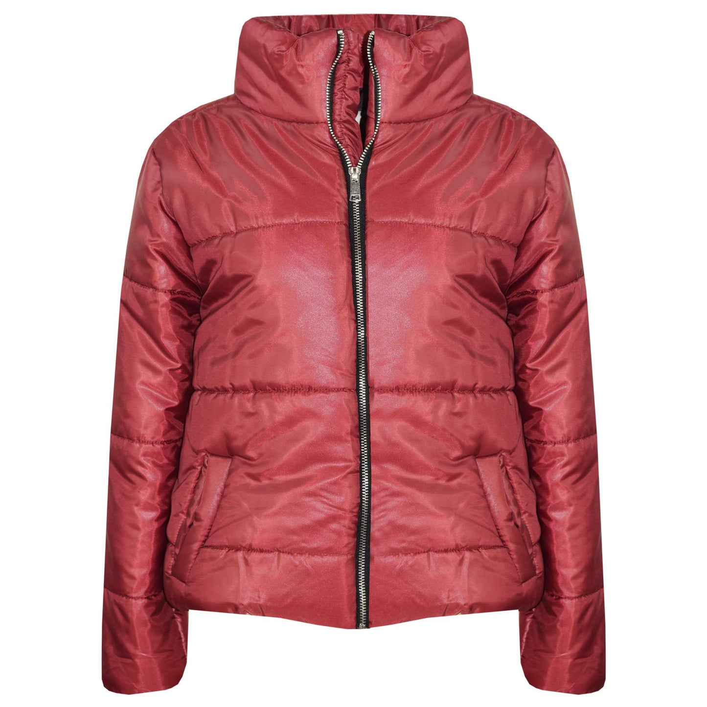 Girls Jacket Kids Wetlook Cropped Padded Quilted Puffer Bubble Jackets Coat 5-13