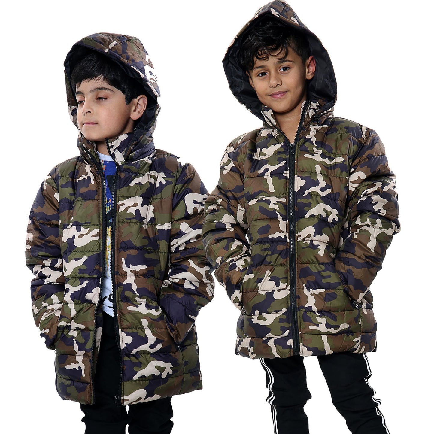 Kids Camo Puffer Coat Hooded Jacket New Detachable Hood Boys Age 3-13 yrs