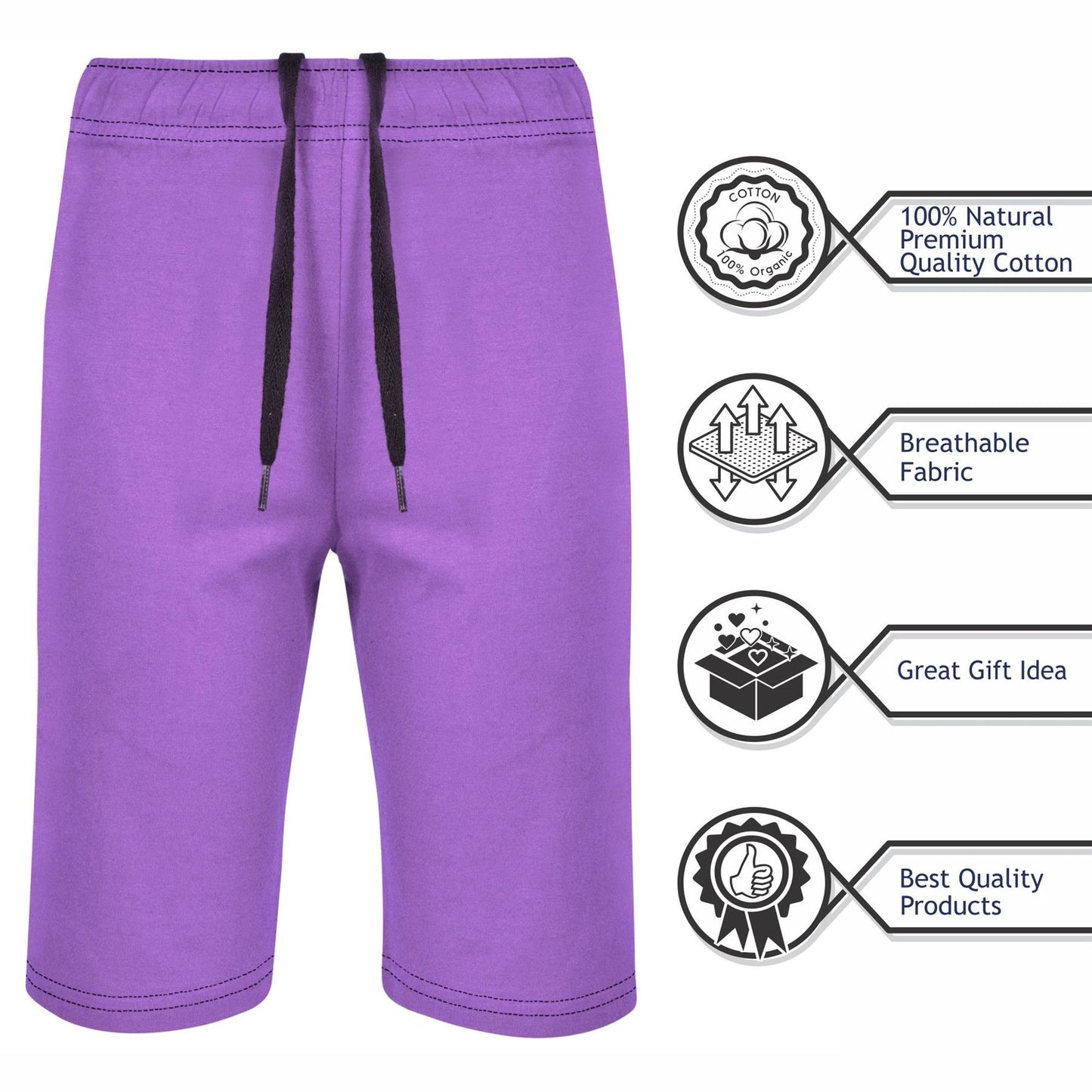 Kids Girls 100% Cotton Shorts Casual Chino Shorts Knee Length Summer Lightweight