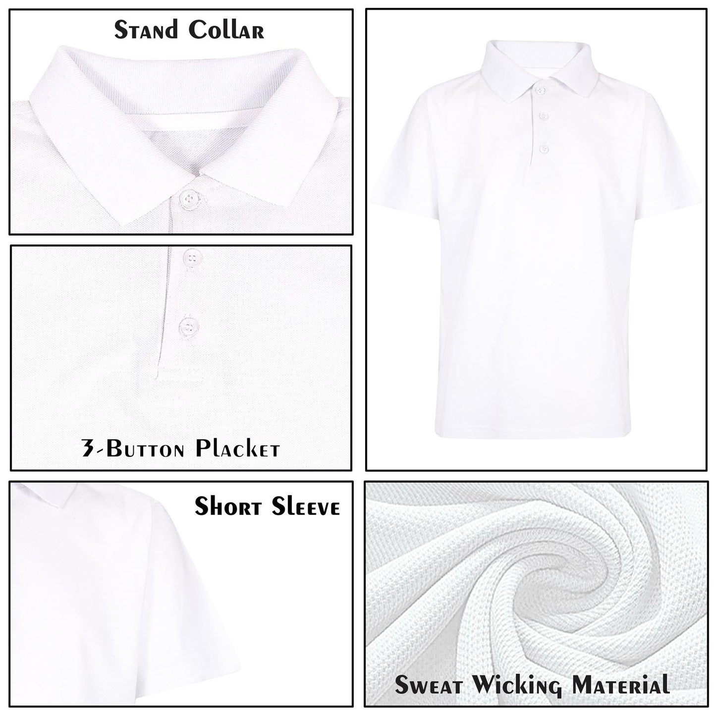 Kids Boys T Shirts Plain Polo Summer Fashion Soft Feel Tank Top & Tees 3-13 Year