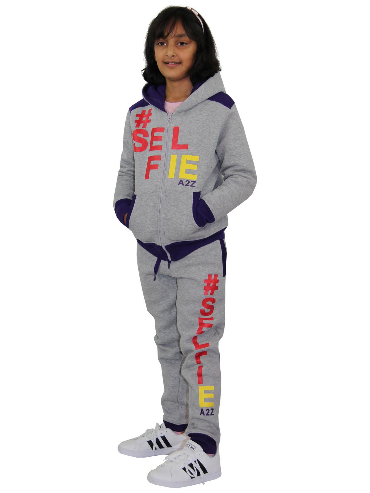Kids Girls Boys #Selfie Tracksuit Hooded Hoodie Bottom Jog Suit Joggers 7-13 Yrs