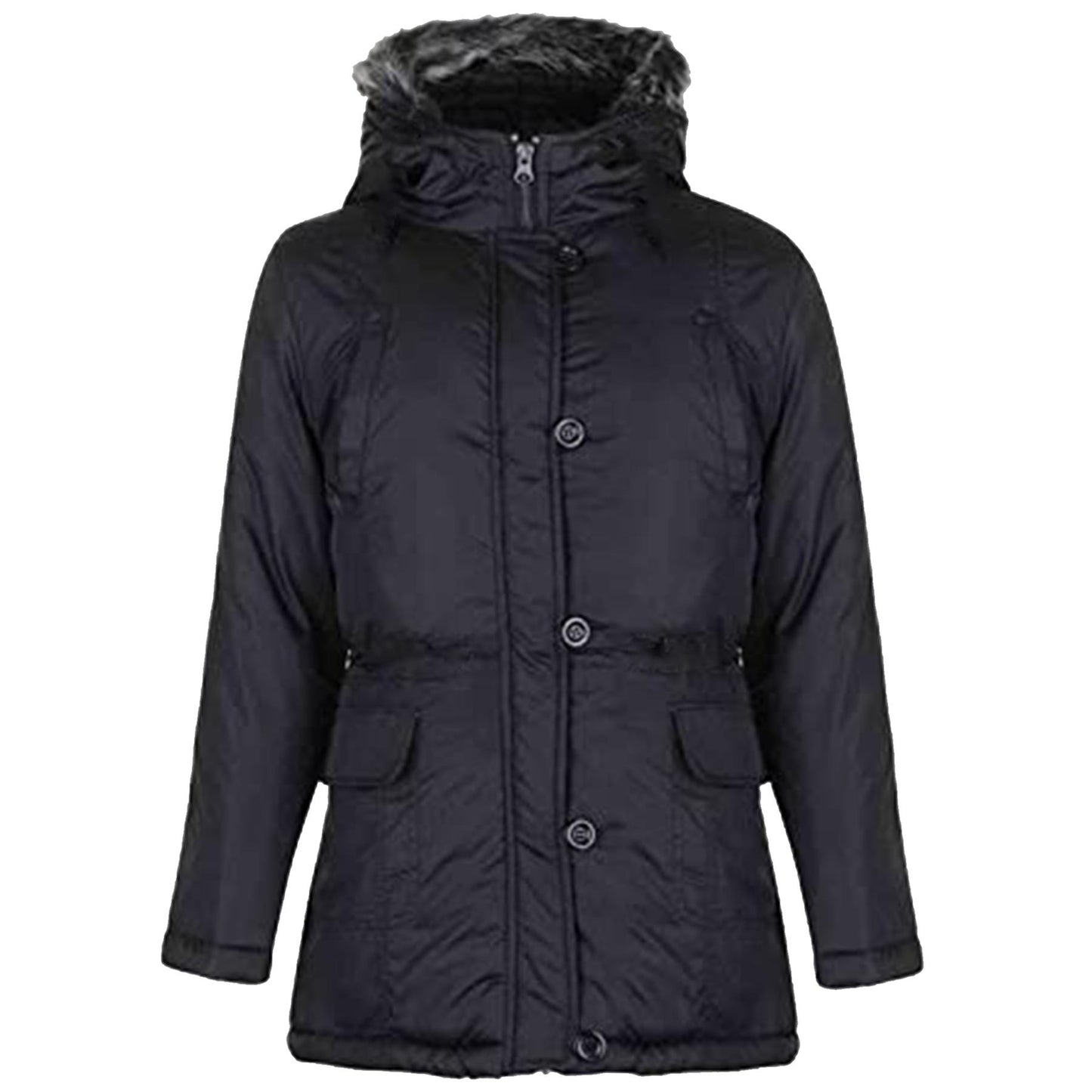 GIRLS PARKA JACKET KIDS PADDED FAUX FUR TRIM HOODED COAT NEW STYLE AGE 7-13 YEAR
