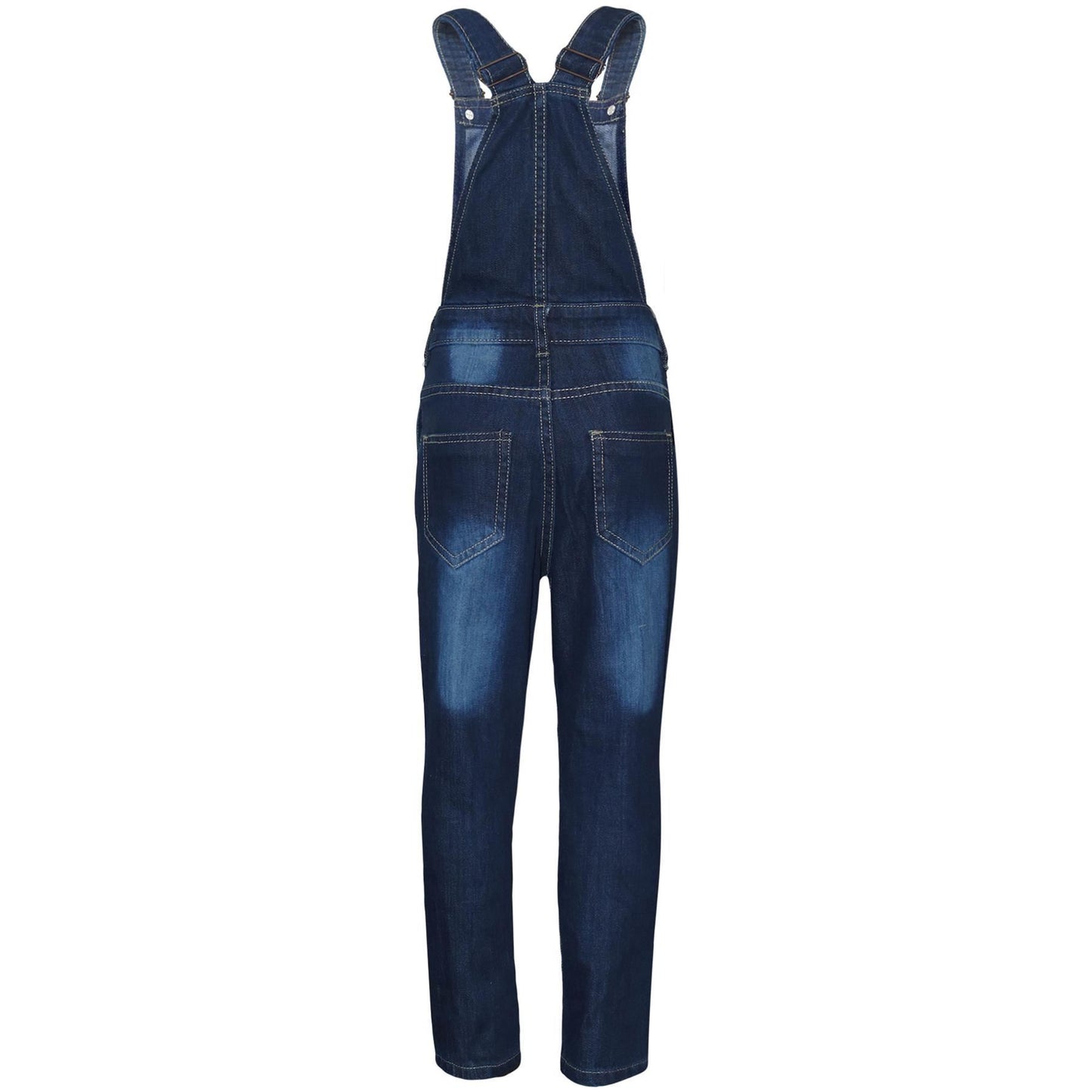 Kids Girls Denim Dungaree Knee Ripped Jeans Overall All In One Jumpsuit