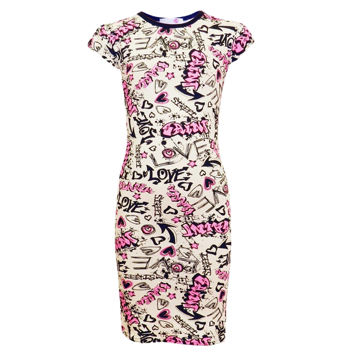 Kids Girls Love Comic Graffiti Print Legging Skater Midi Dress Crop Top Skirt