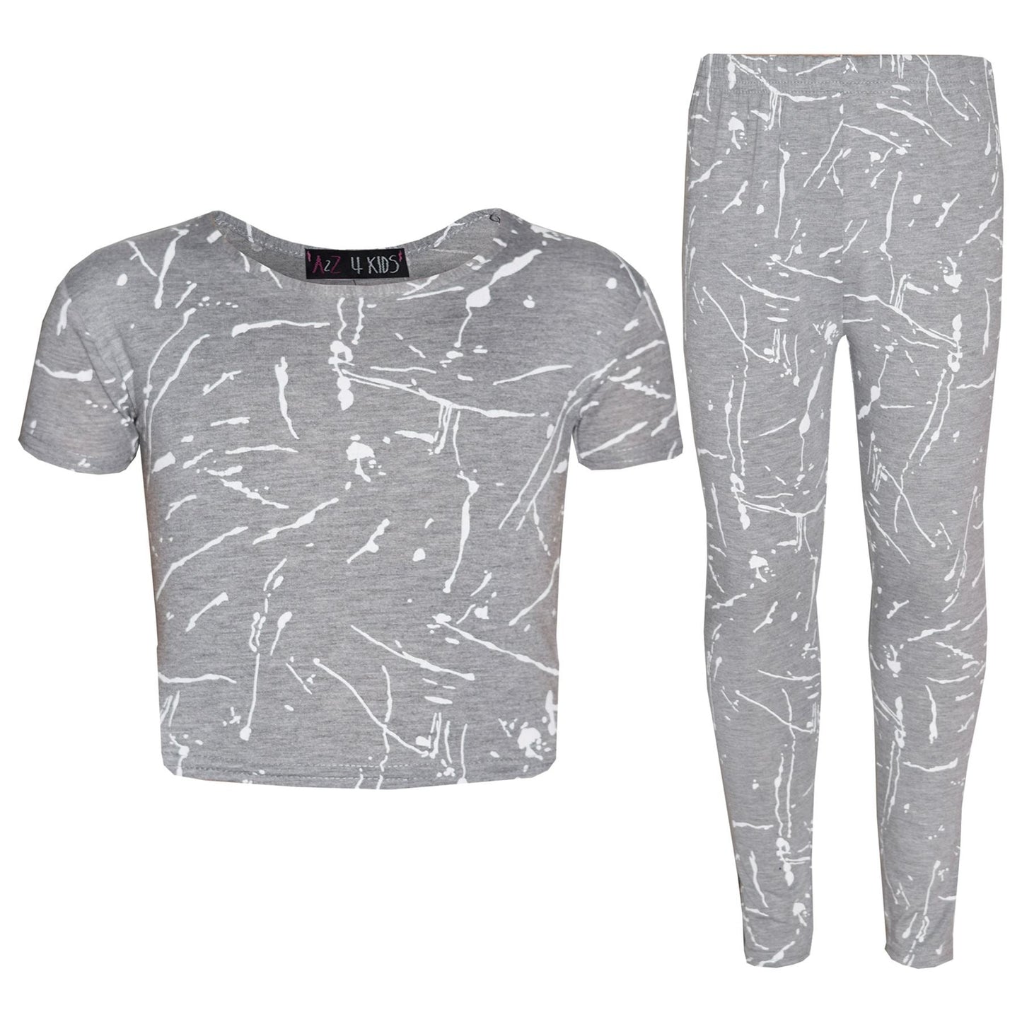 Girls Top Kids Splash Print Stylish Crop Top & Fashion Legging Set Age 7-13 Year