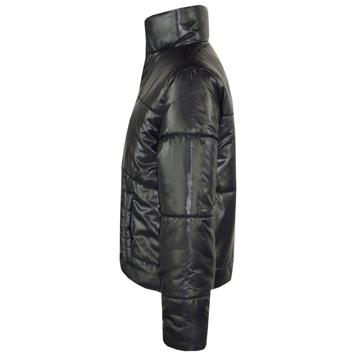 Girls Jacket Kids Wetlook Cropped Padded Quilted Puffer Bubble Jackets Coat 5-13