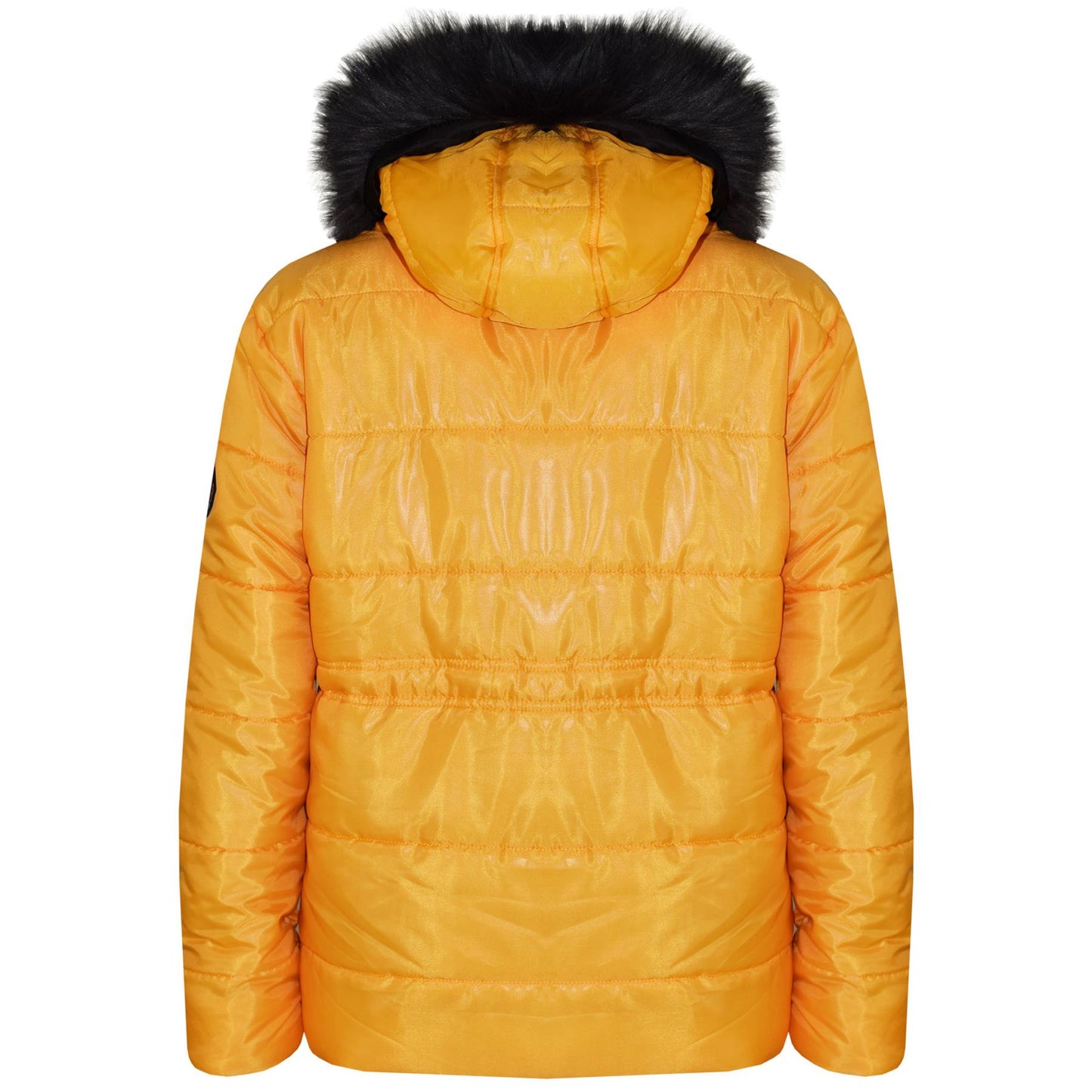 Kids Girls Jackets Puffer Hooded Detachable Faux Fur Wet Look Padded Long Coats
