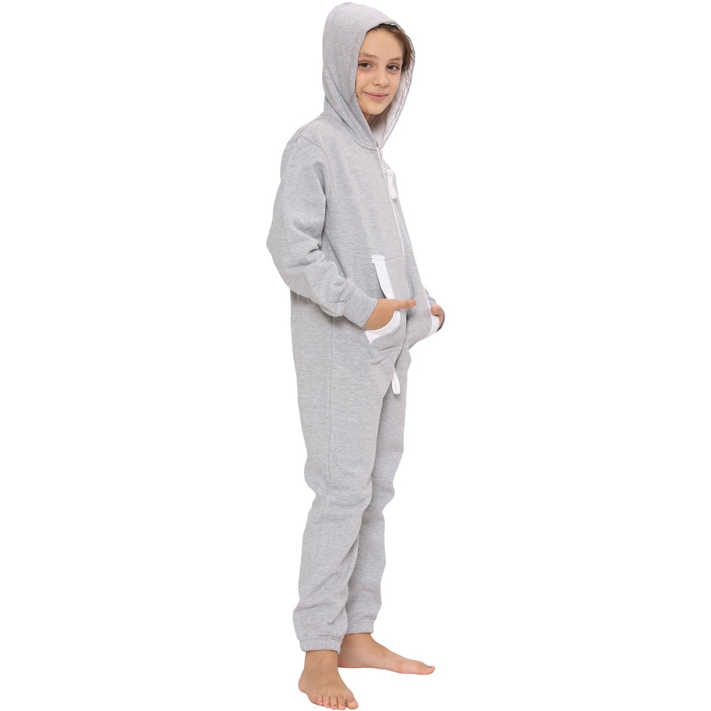A2Z Onesie One Piece Kids Grey Pyjamas Sleepsuit Costume Girls & Boys 5-13 Years