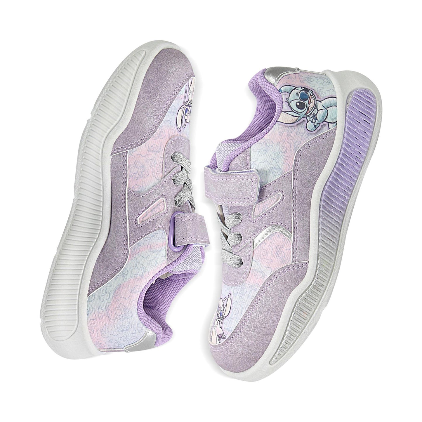 Officially Licensed Disney Stitch Girls Trainers Lilac Pastel Print Casual Shoes