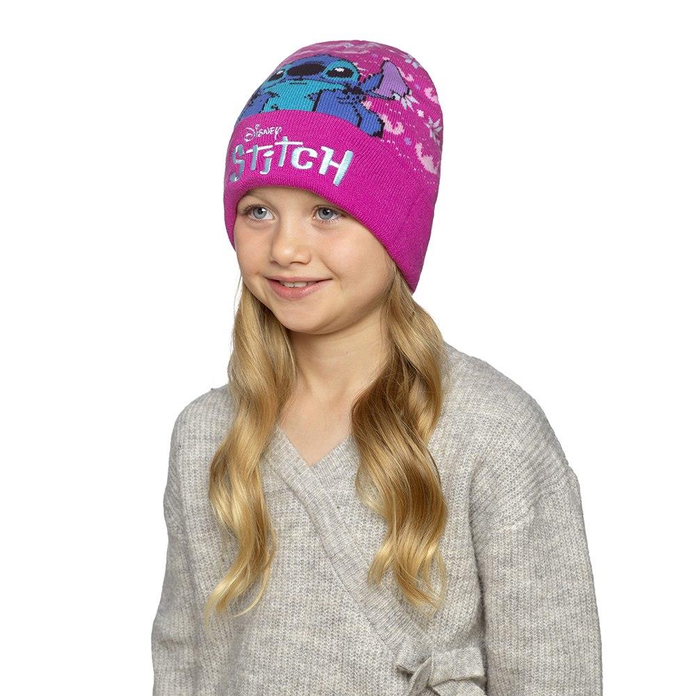 Disney Stitch Girls Pink Jacquard Knitted Beanie Winter Hats 2 Pack One Size