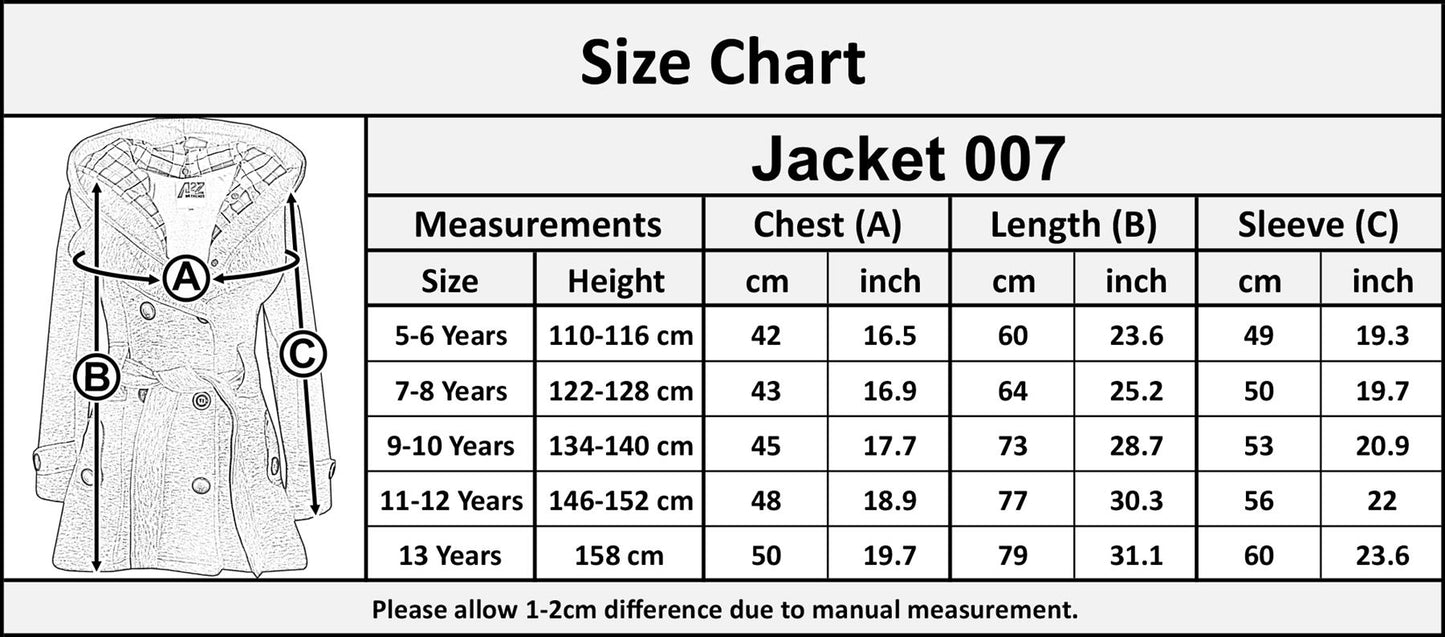A2Z 4 Kids Kids Girls Parka Jacket Hooded Trench Coat Fashion Wool Blends Warm Padded Charcoal Jacket Oversized Lapels Belted Cuffs Long Overcoat New Age 5 6 7 8 9 10 11 12 13 Years