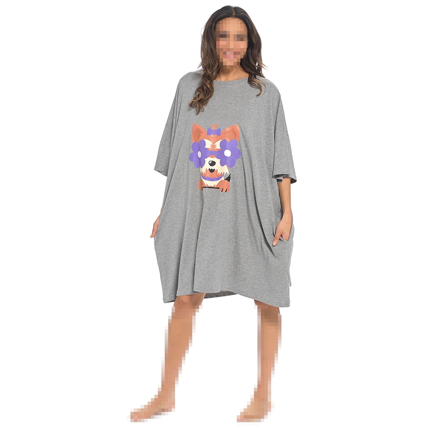 Ladies Oversized Nighties Short Sleeve Nigtshirt Women Casual Baggy Lounge Tee