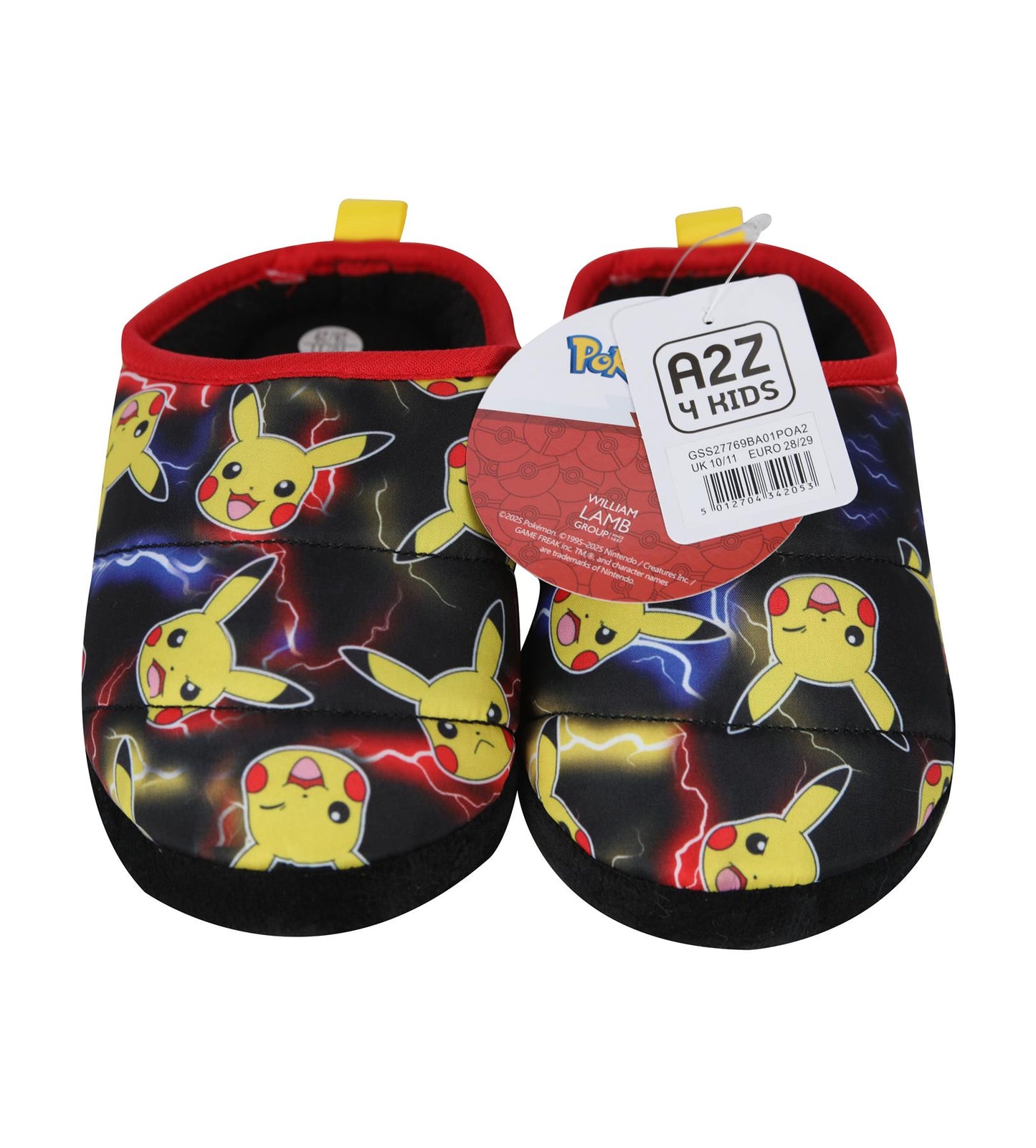 Official Pokemon Pikachu Kids Boys Girls Slippers Warm Fleece Shoes Non-Slip