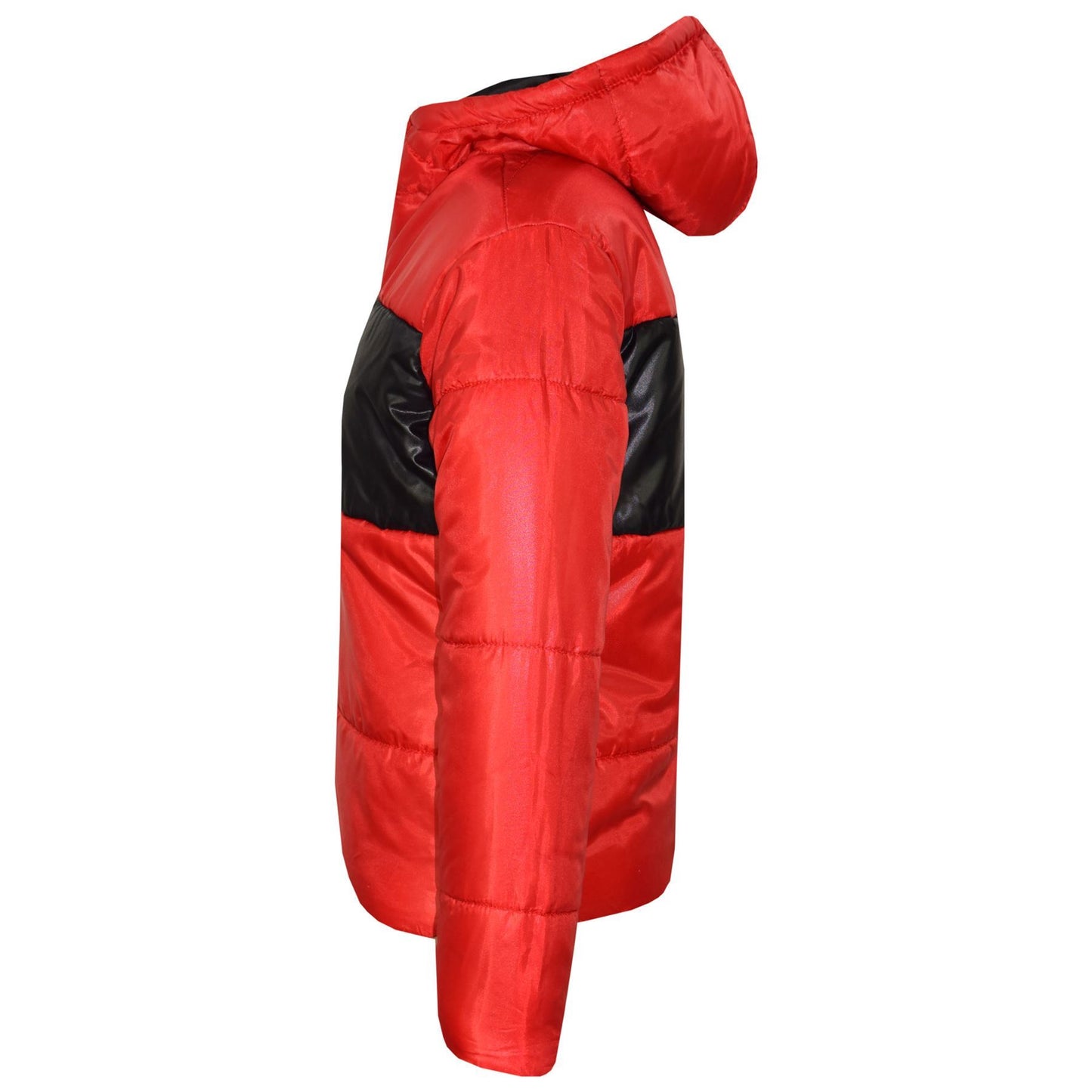 Kids Girls Boys Contrast Panel Jackets Hooded Padded Quilted Warm Coats 5-13 Yr