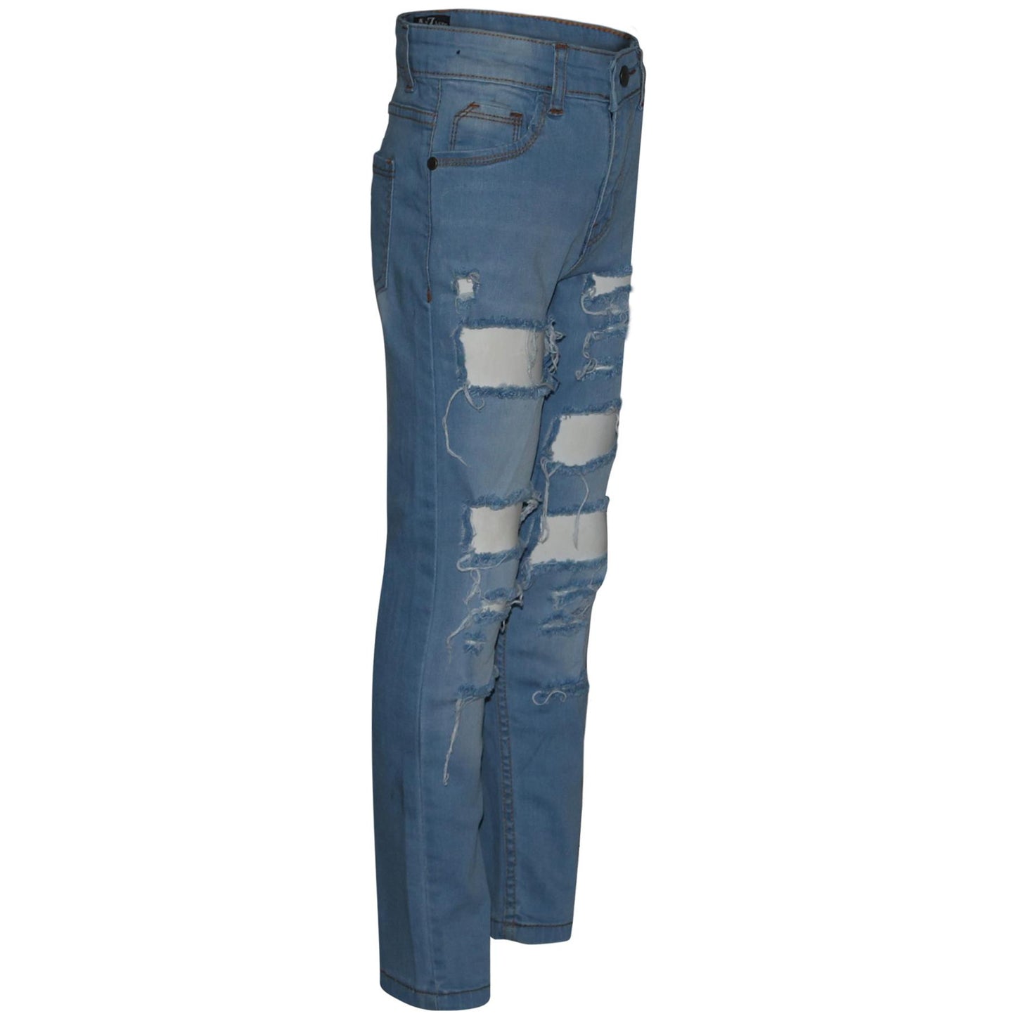Boys Ripped Denim Jeans Comfortable Stretch Skinny Trousers Trendy Summer Pants