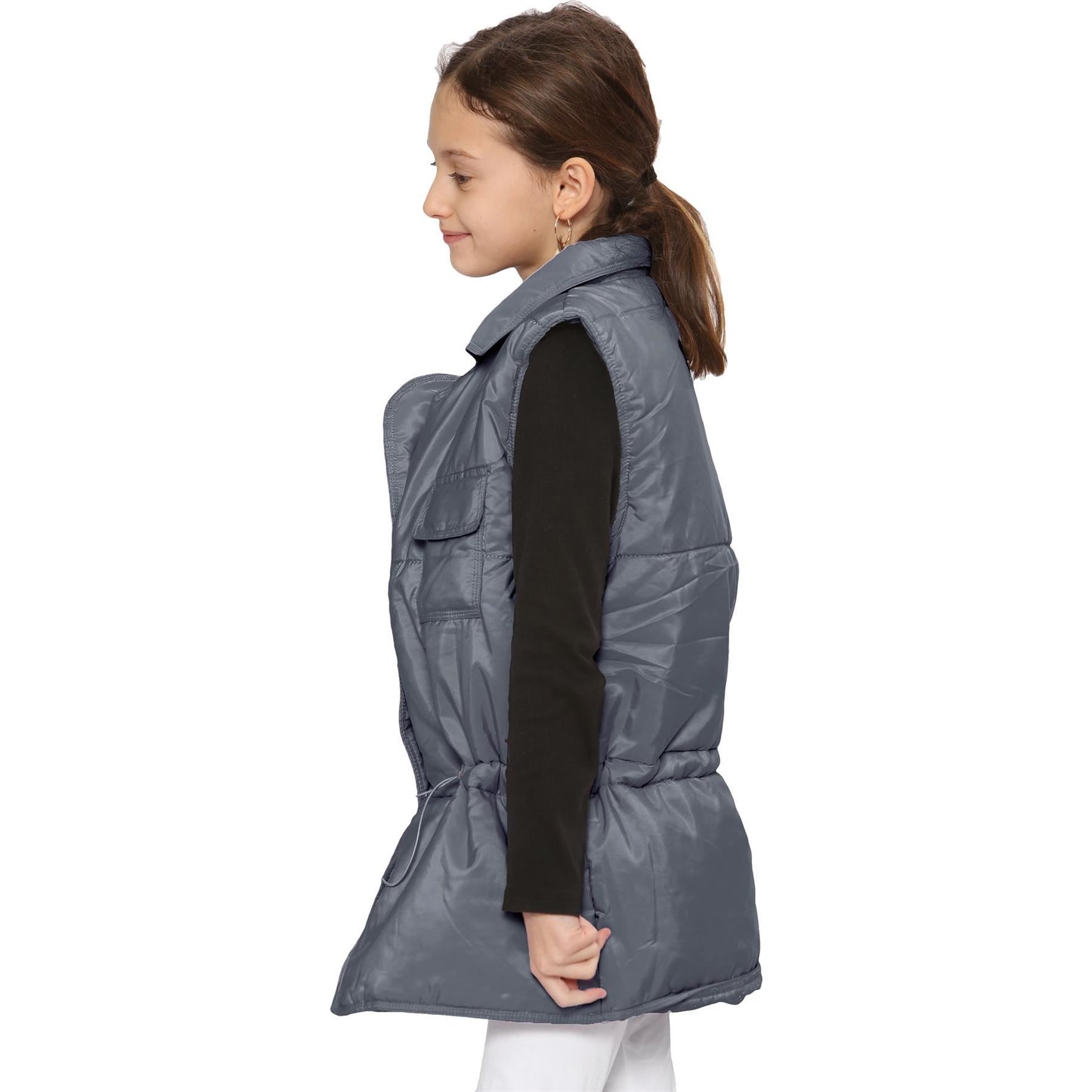 Kids Girls Sleeveless Coat Gilet Fashion Oversized Gilet Style Jacket Coat