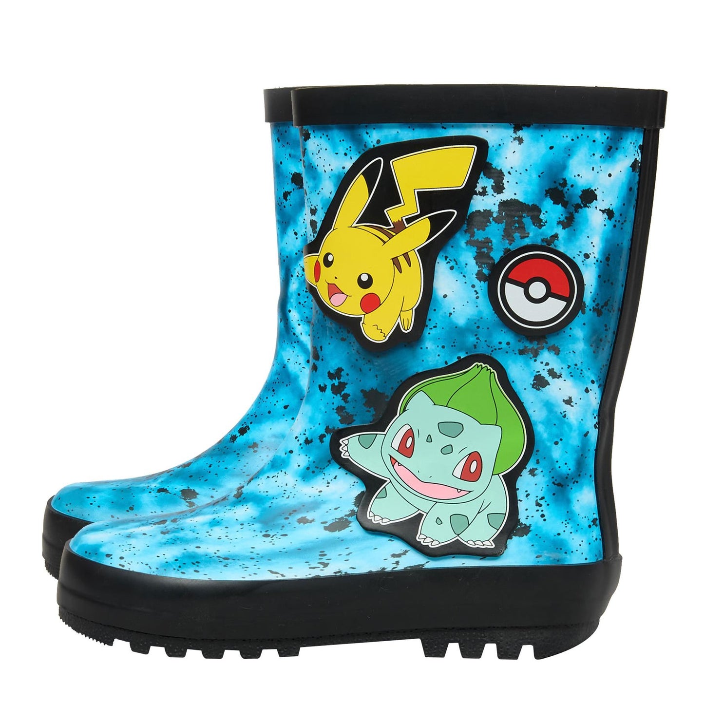 Official Pokemon Kids Blue Splash Wellington Boots Pikachu Bulbasaur Wellies