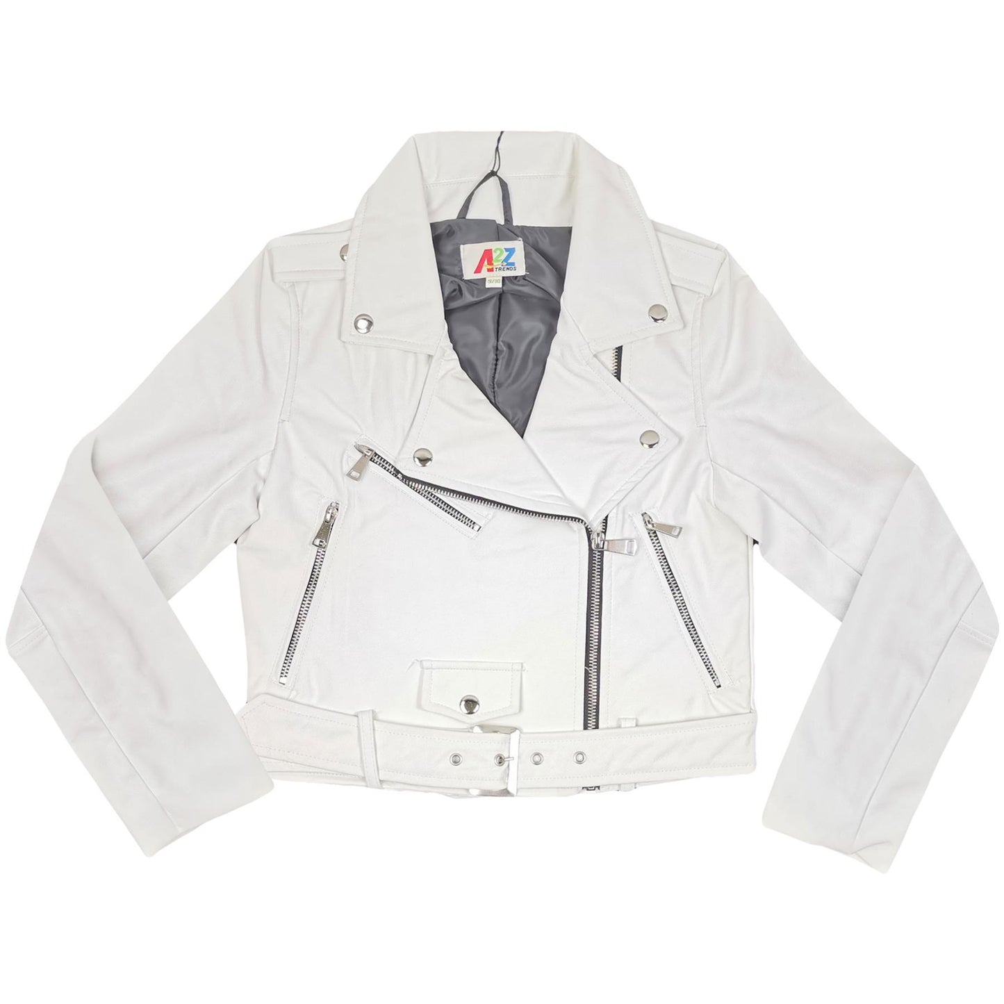 A2Z 4 Kids Girls PU Leather Jacket Zip Up Biker Trendy Belted Coats 5-13 Years