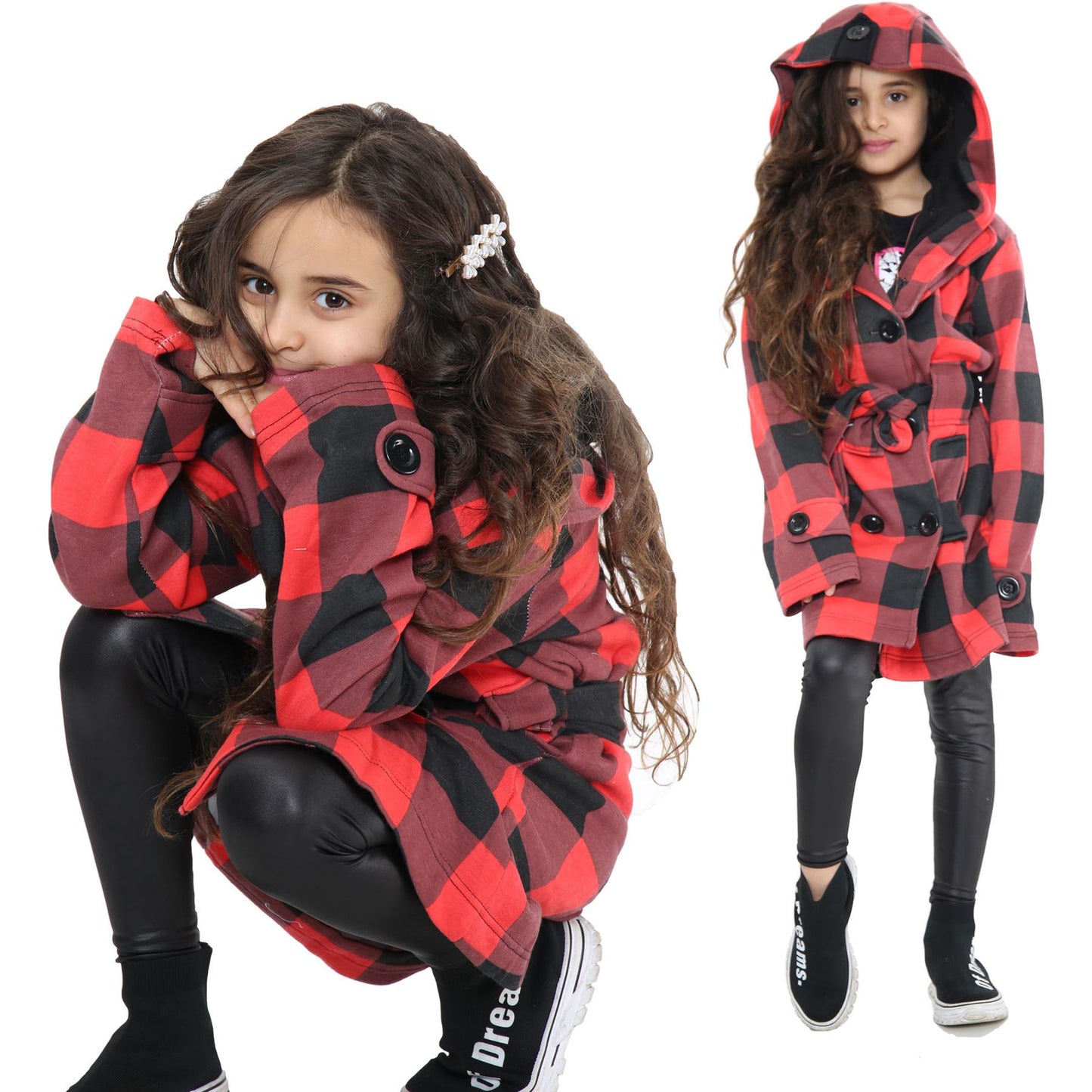 A2Z 4 Kids Parka Jacket Hooded Warm Jacket Oversized Belted Cuffs 5 -13 Years