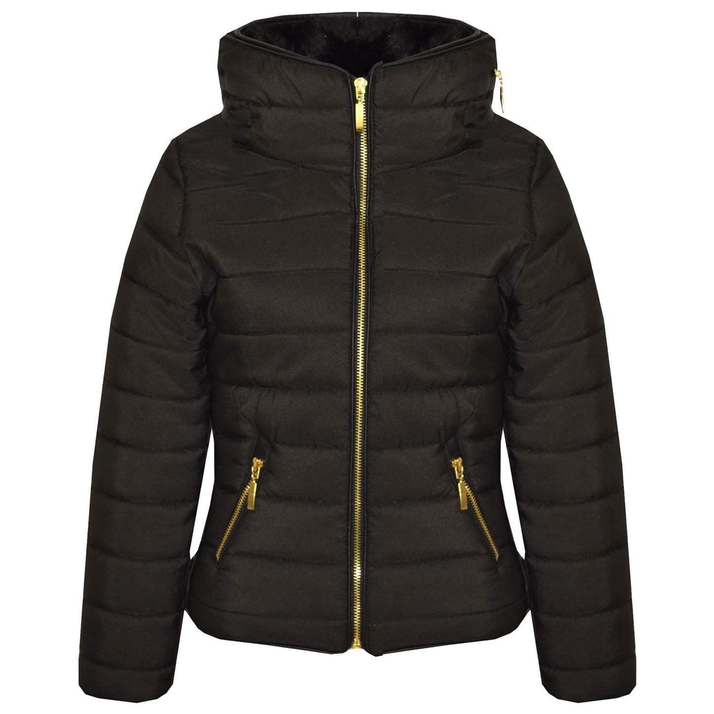 Girls Jacket Kids Padded Puffer Bubble Fur Collar Quilted Warm Thick Coats 3-13 Y