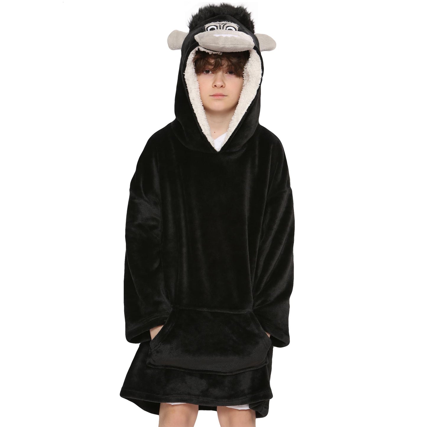 Kids Girls Boys Oversized Hoodie Blue Tartan Printed Snuggle Soft Fleece Blanket