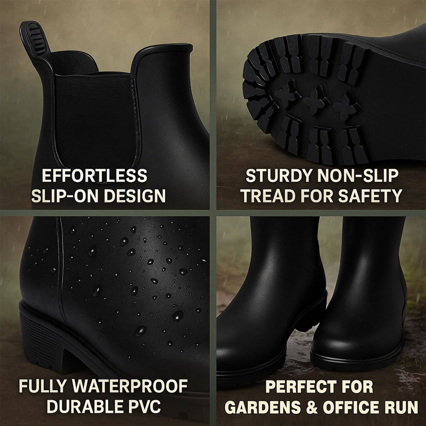 A2Z Ladies Girls Teens Wellington Ankle Boots Waterproof PVC Chelsea Rain Shoes