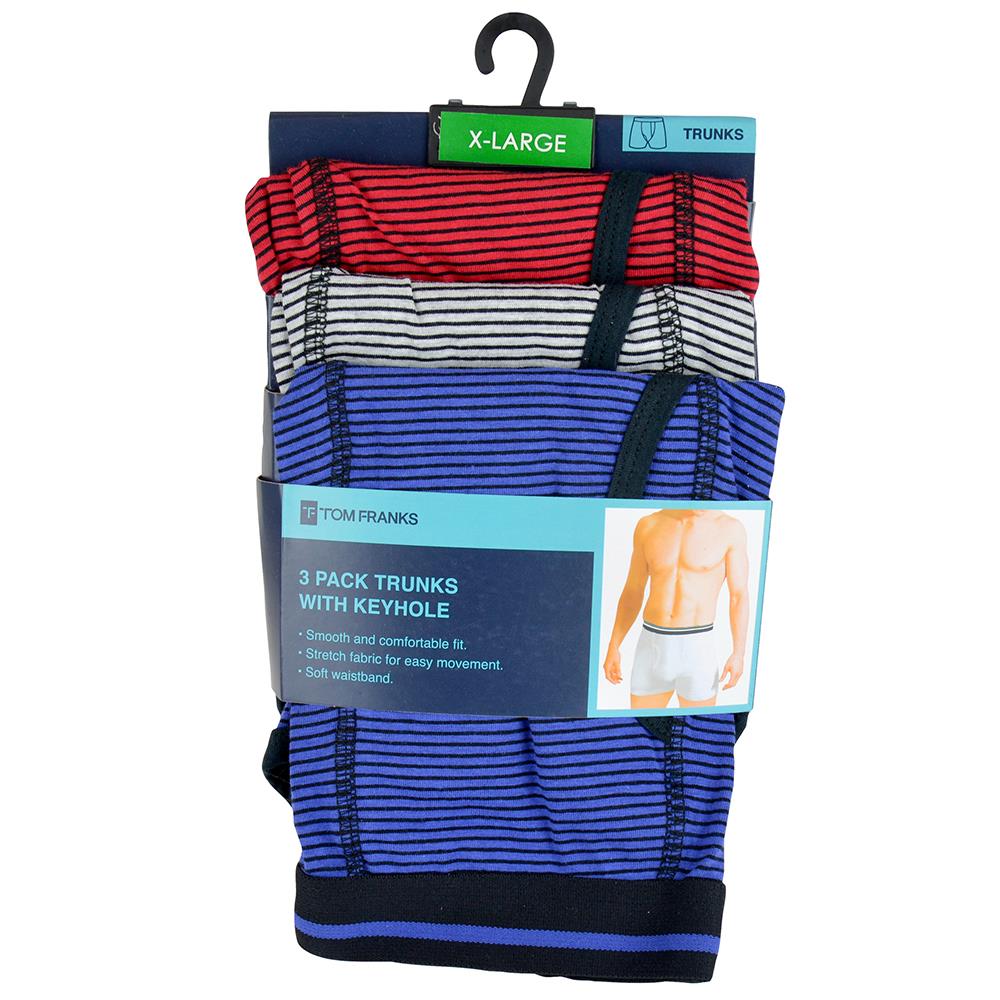 A2Z Mens Narrow Stripe Stretch Trunks Pack Of 3 Knickers Elasticated Waistband